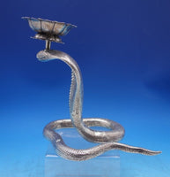 Sterling Silver Candle Holder Cobra Design w/ Red Eyes 8 1/2" x 5 1/4" (#6906)