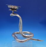 Sterling Silver Candle Holder Cobra Design w/ Red Eyes 8 1/2" x 5 1/4" (#6906)