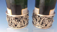 Evald Nielsen Danish Sterling Silver Wine Coasters Pair with Grape Motif (#0063)