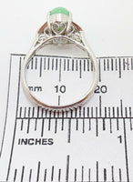 14K Gold Oval Jade Ring with Diamonds (#J3288)