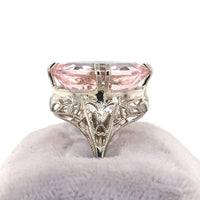 14k Gold Large 8.77ct Pink Genuine Natural Morganite Filigree Ring (#J5763)