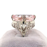 14k Gold Large 8.77ct Pink Genuine Natural Morganite Filigree Ring (#J5763)
