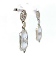 14k Gold Art Deco Filigree Genuine Natural Rock Crystal Quartz Earrings (#J5505)