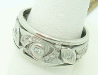 Pierced Art Deco Platinum Genuine Natural Diamond Band Ring (#J2385)