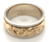 14k Gold Art Carved Wedding Band Jewelry Floral Size 8 (#J5836)
