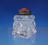 Norwegian Sterling Silver Glass Salt Pepper Shaker Set 2pc w/ Red Enamel (#6895)