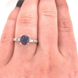 Platinum .71ct Genuine Natural Lightning Ridge Black Opal Ring (#J5568)