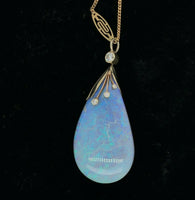 14k Gold Huge 50 Carat GIA Genuine Natural Opal Pendant with Blue-Green (#J5464)