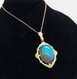 10k Yellow Gold Vintage Seven Carat Genuine Natural Opal Pendant (#J5658)