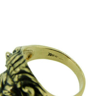 10k Yellow Gold Vintage Men's Genuine Natural Diamond Lion Ring (#J4655)