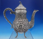 German .800 Silver Demitasse Tea Pot Winged Angels Cherubs Rococo Design (#3934)