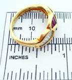 18K Gold Ring with Baguette Genuine Natural Rubies and Diamonds (#J1551)