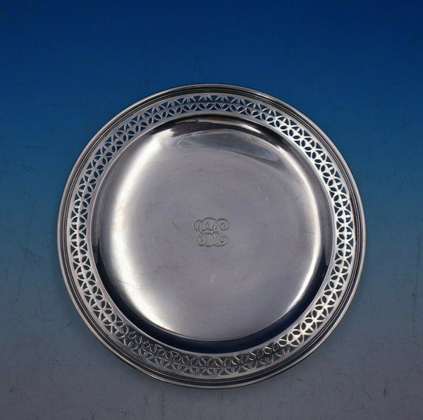 Tiffany and Co Sterling Silver Tray Round with Pierced Edge #17266-1301 (#4705)