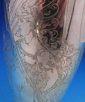 La Fantasy by Whiting Sterling Silver Tall Vase Acid Etched Figural Sea (#4663)