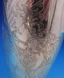 La Fantasy by Whiting Sterling Silver Tall Vase Acid Etched Figural Sea (#4663)