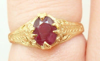 14K Gold Oval Genuine Natural Ruby Ring (#J2642)