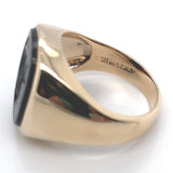 10k Yellow Gold Warrior Intaglio Genuine Natural Black Onyx Men's Ring (#J5832)