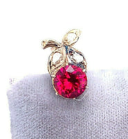 Vintage 14k Yellow Gold Synthetic Ruby and Diamond Earrings (#J5142)