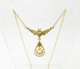 Victorian 10k Yellow Gold Genuine Natural Diamond Lavaliere Pendant (#J3241)