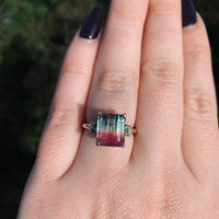 14k Gold 5.25 Carat Bi-Color Watermelon Genuine Natural Tourmaline Ring (#J6531)