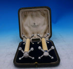 Charles Boyton English Sterling Silver Knife Rest Pair Large w/ Bone/Box (#3891)