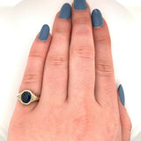 14k Gold Gypsy Set 1.71 Carat Genuine Natural Sapphire and Diamond Ring (#J5569)
