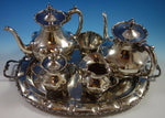 A. Torres Vega Mexican Sterling Silver Tea Set 5pc with Tray (#1701)