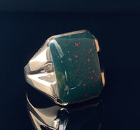 10k Yellow Gold Men's Genuine Natural Bloodstone Ring Jewelry (#J5680)