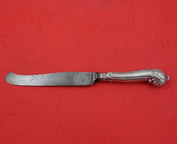 Otto Schneider German .800 Silver Regular Knife Carbon Blade w/Stag Crest 9 1/4"