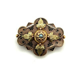 14k Yellow Rose Gold Victorian Pearl Pin with Applied Gold Leaves (#J5381)