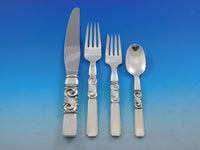 Scroll by Georg Jensen Danish Sterling Silver Flatware Set Service 93 pcs Dinner