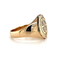 14k Yellow Gold Signet Ring with Raised Initials "ES" and "30" Jewelry (#J5682)
