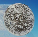 William Kerr Sterling Silver and Glass Powder Jar #1447 w/Woman Flowers (#3659)
