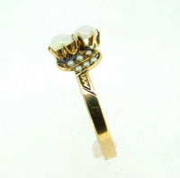 10k Gold Victorian Ring with Three Opals and Seed Pearls (#J5006)
