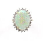 14k Gold Australian Genuine Natural Opal and Diamond Ring Size 4.25 (#J6349)
