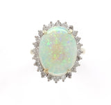 14k Gold Australian Genuine Natural Opal and Diamond Ring Size 4.25 (#J6349)