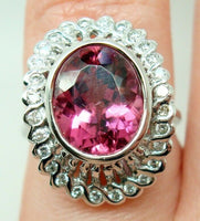 Fabulous 4 Carat Pink Genuine Natural Tourmaline Ring (#J145)