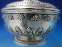 French 800 Silver Caviar Bowl w/ Lid Flower & Leaf Design c1870 (#6130)