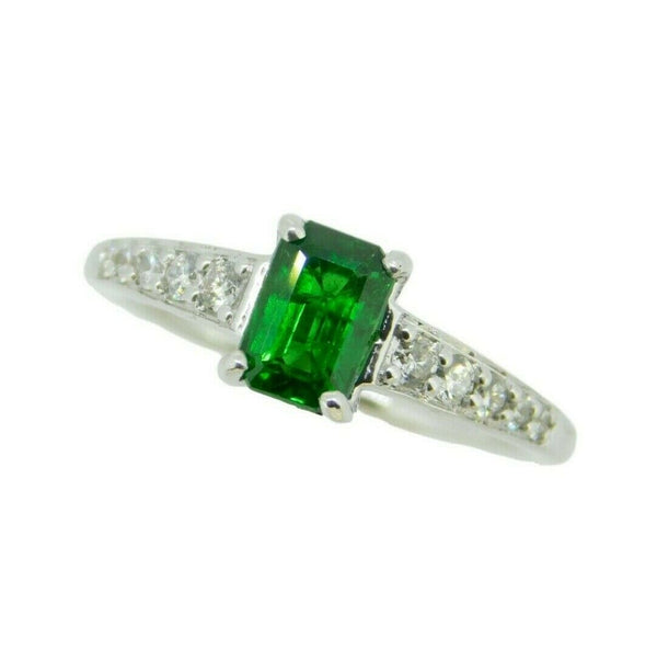 18k White Gold 1.09ct Genuine Natural Tsavorite Garnet and Diamond Ring (#J4587)