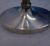 Sterling Silver Candlestick Pair Bright-Cut Wreath with Ribbon 8" Tall (#3856)