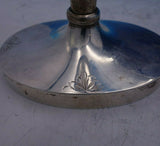 Sterling Silver Candlestick Pair Bright-Cut Wreath with Ribbon 8" Tall (#3856)