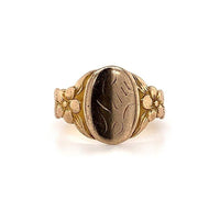 10k Yellow Gold Child's Signet Ring with Flowers (#J5690)