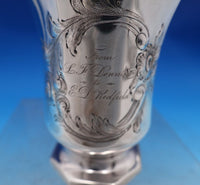 Wood and Hughes Coin Silver Baby Cup Chased Flowers Leaf Cartouche Footed #7419