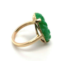 14k Yellow Gold Chinese Export Carved Jade Ring (#J5416)