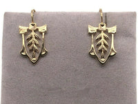 14k Yellow Gold Arts and Crafts Style Leaf Earrings (#J4875)