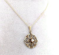 10k Yellow Gold Victorian Diamond and Seed Pearl Lavaliere (#J5583)