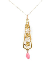10k Yellow Gold Art Nouveau Lavaliere with Conch Pearl Drop (#J6166)
