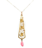 10k Yellow Gold Art Nouveau Lavaliere with Conch Pearl Drop (#J6166)