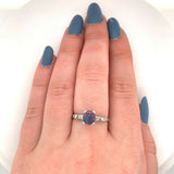 Platinum .71ct Genuine Natural Lightning Ridge Black Opal Ring (#J5568)