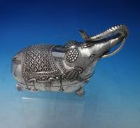 India Sterling Silver Tea Caddy Elephant Form with Chrysanthemums c.1950 (#5468)